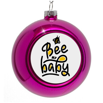 Bee my BABY!!!, Στολίδι Χριστουγεννιάτικη μπάλα δένδρου Μωβ 8cm