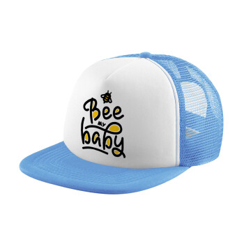 Bee my BABY!!!, Καπέλο παιδικό Soft Trucker με Δίχτυ ΓΑΛΑΖΙΟ/ΛΕΥΚΟ (POLYESTER, ΠΑΙΔΙΚΟ, ONE SIZE)