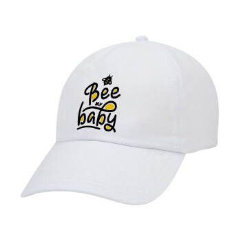 Bee my BABY!!!, Καπέλο Jockey baseball Λευκό (snapback, 5-φύλλο, unisex)