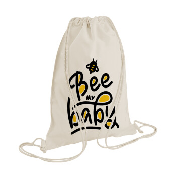 Bee my BABY!!!, Τσάντα πλάτης πουγκί GYMBAG natural (28x40cm)