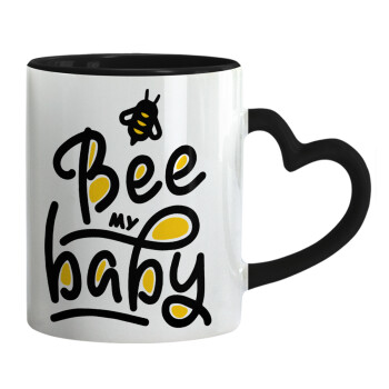 Bee my BABY!!!, Mug heart black handle, ceramic, 330ml