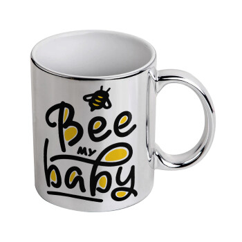 Bee my BABY!!!, Κούπα κεραμική, ασημένια καθρέπτης, 330ml