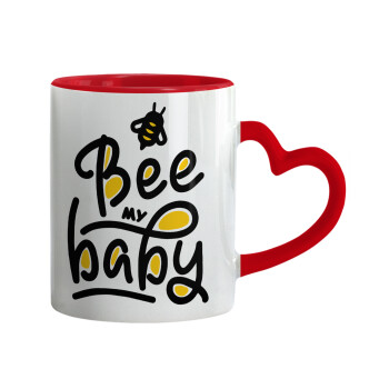 Bee my BABY!!!, Mug heart red handle, ceramic, 330ml