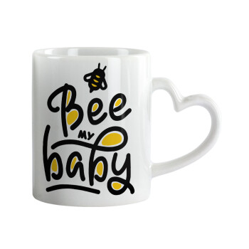 Bee my BABY!!!, Mug heart handle, ceramic, 330ml