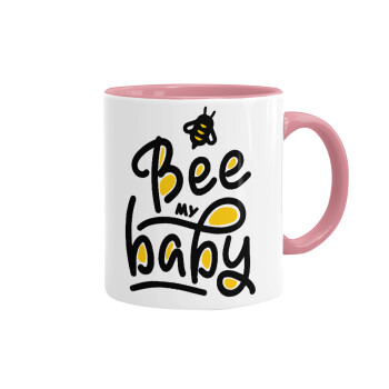 Bee my BABY!!!, Κούπα χρωματιστή ροζ, κεραμική, 330ml