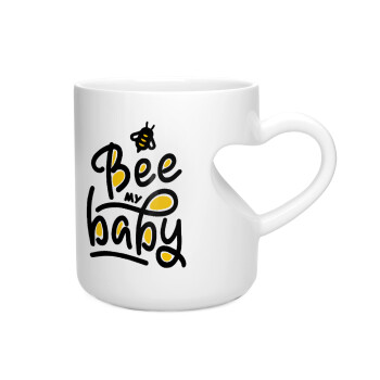 Bee my BABY!!!, Κούπα καρδιά λευκή, κεραμική, 330ml