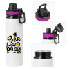 Metallic water bottle with safety lid, 850ml aluminum