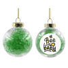 Στολίδι Χριστουγεννιάτικη μπάλα δένδρου διάφανη με πράσινο γέμισμα 8cm