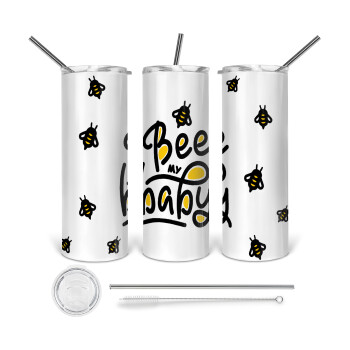 Bee my BABY!!!, Tumbler stainless steel 600ml, with metal straw & cleaning brush