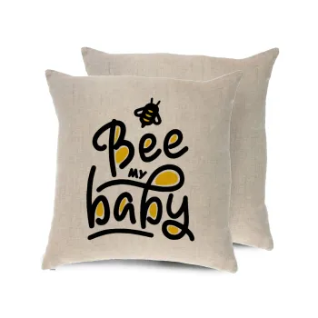 Bee my BABY!!!, Μαξιλάρι καναπέ ΛΙΝΟ 40x40cm περιέχεται το  γέμισμα