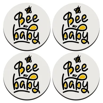 Bee my BABY!!!, ΣΕΤ 4 Σουβέρ ξύλινα στρογγυλά (9cm)
