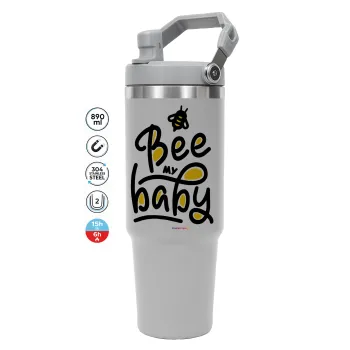 Bee my BABY!!!, GREY color, 890ml (30oz) stainless Steel Tumbler with Handle