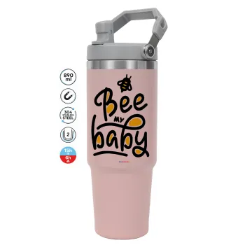Bee my BABY!!!, Pink color, 890ml (30oz) stainless Steel Tumbler with Handle