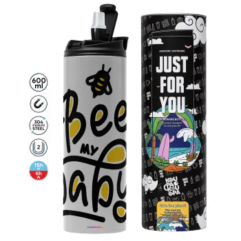Bee my BABY!!!, Tumbler stainless steel GREY 600ml