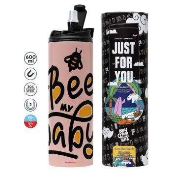 Bee my BABY!!!, Tumbler stainless steel PINK 600ml
