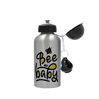 Bee my BABY!!!, Metallic water jug, Silver, aluminum 500ml