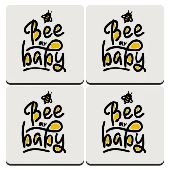 Bee my BABY!!!, ΣΕΤ 4 Σουβέρ ξύλινα τετράγωνα (9cm)