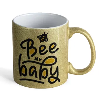 Bee my BABY!!!, Κούπα Χρυσή Glitter που γυαλίζει, κεραμική, 330ml