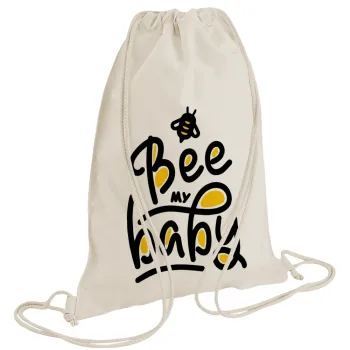 Bee my BABY!!!, Τσάντα πλάτης πουγκί GYMBAG natural (28x40cm)