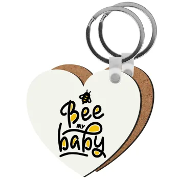 Bee my BABY!!!, Μπρελόκ Ξύλινο καρδιά MDF