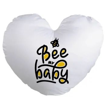 Bee my BABY!!!, Μαξιλάρι καναπέ καρδιά 40x40cm περιέχεται το  γέμισμα