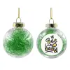 Transparent Christmas tree ball ornament with green filling 8cm