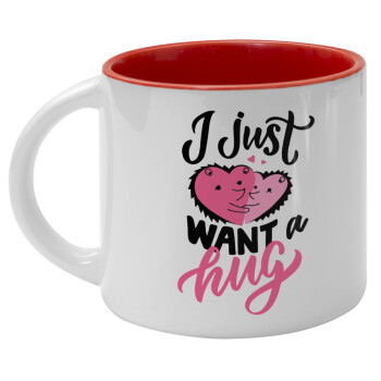 I Just want a hug!, Κούπα κεραμική 400ml Λευκή/Κόκκινη