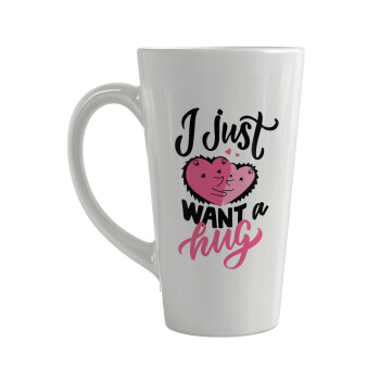 I Just want a hug!, Κούπα κωνική Latte Μεγάλη, κεραμική, 450ml