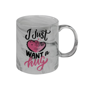 I Just want a hug!, Κούπα κεραμική, marble style (μάρμαρο), 330ml