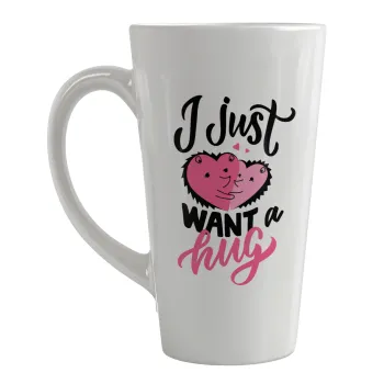 I Just want a hug!, Κούπα κωνική Latte Μεγάλη, κεραμική, 450ml