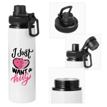 I Just want a hug!, Metal water bottle with safety cap, aluminum 850ml