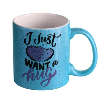 I Just want a hug!, Κούπα Σιέλ Glitter που γυαλίζει, κεραμική, 330ml