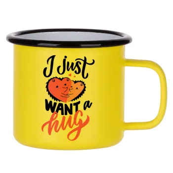 I Just want a hug!, Metallic enamel MATT Yellow cup 360ml
