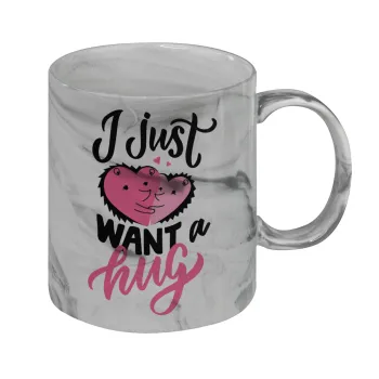 I Just want a hug!, Κούπα κεραμική, marble style (μάρμαρο), 330ml