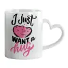 Mug heart handle, ceramic, 330ml