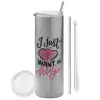 Tumbler stainless steel Silver 600ml, with metal straw & cleaning brush