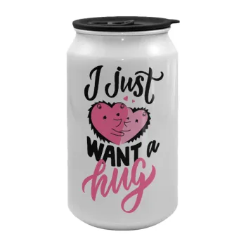 I Just want a hug!, Κούπα ταξιδιού μεταλλική με καπάκι (tin-can) 500ml