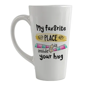 My favorite place is inside your HUG, Κούπα κωνική Latte Μεγάλη, κεραμική, 450ml