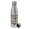 Metallic water bottle, stainless steel, 750ml