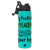Metallic water bottle with safety lid, 850ml aluminum