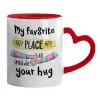 Mug heart red handle, ceramic, 330ml