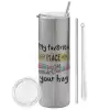 Tumbler stainless steel Silver 600ml, with metal straw & cleaning brush