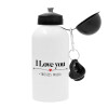 I Love you thisssss much, Metal water bottle, White, aluminum 500ml