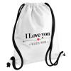 Backpack pouch GYMBAG white, with pocket (40x48cm) & thick cords