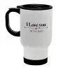 Stainless steel travel mug with lid, double wall white 450ml