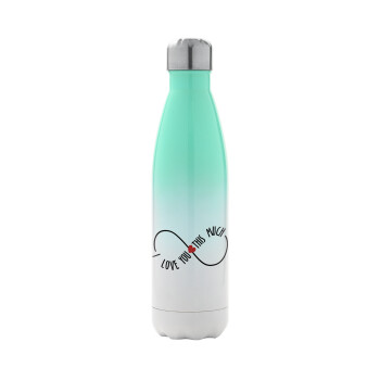 I Love you thisssss much (infinity), Metal mug thermos Green/White (Stainless steel), double wall, 500ml