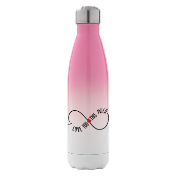 I Love you thisssss much (infinity), Metal mug thermos Pink/White (Stainless steel), double wall, 500ml