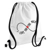 Backpack pouch GYMBAG white, with pocket (40x48cm) & thick cords