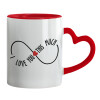 Mug heart red handle, ceramic, 330ml