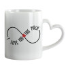 Mug heart handle, ceramic, 330ml